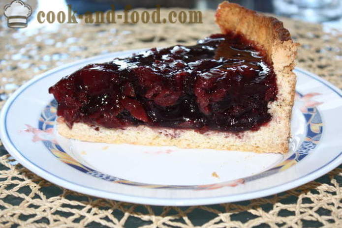 Sand Cherry Pie - hvordan å bake en kake med et kirsebær i ovnen, med en trinnvis oppskrift bilder
