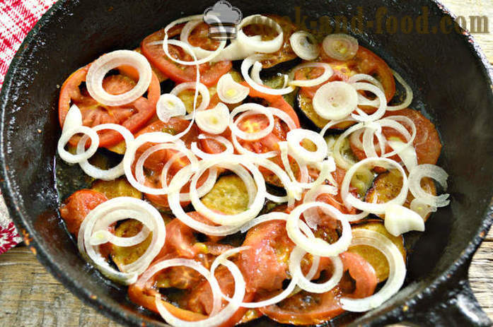 Omelett med auberginer og tomater - hvordan å forberede stekt aubergine med egg og tomater, en trinnvis oppskrift bilder