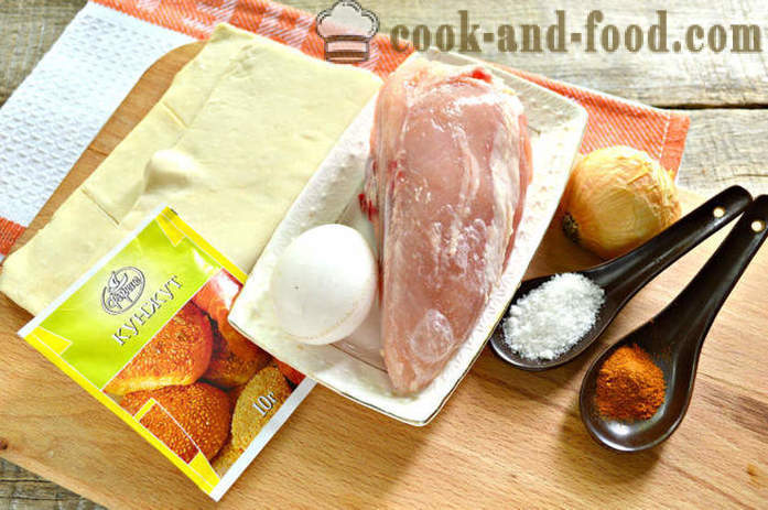Hjem Samsa butterdeig med kylling - hvordan å forberede en lagdelt samsa med kylling, en trinnvis oppskrift bilder