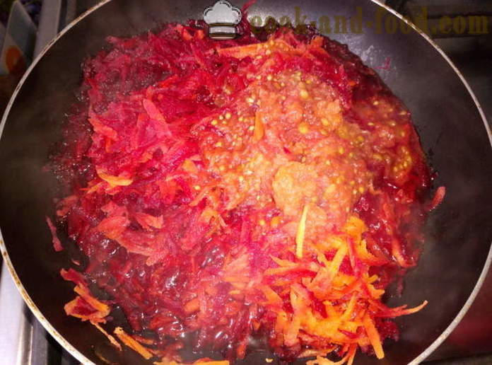 Suppe med rødbeter og syltet tomater - hvordan du koker suppe, en trinnvis oppskrift bilder