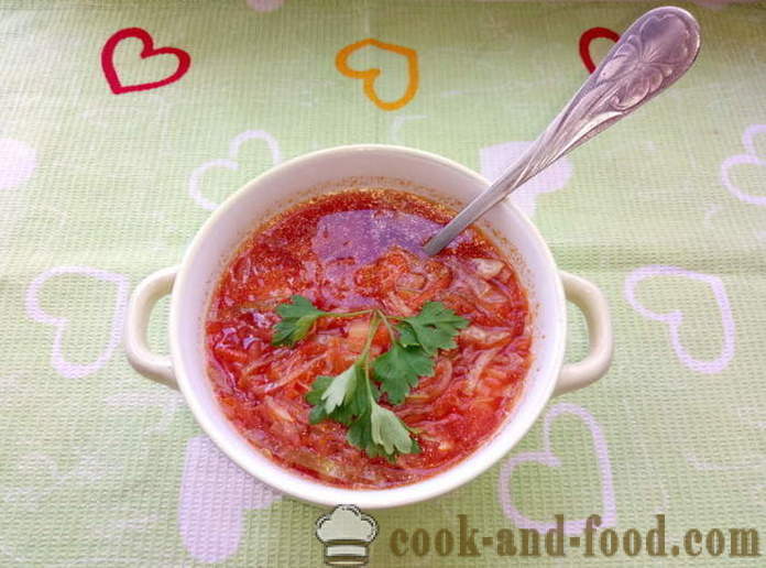 Suppe med rødbeter og syltet tomater - hvordan du koker suppe, en trinnvis oppskrift bilder