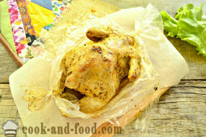 Kylling bakt i ermet helt - hvordan å bake kylling i ovnen, med en trinnvis oppskrift bilder