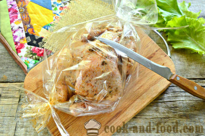 Kylling bakt i ermet helt - hvordan å bake kylling i ovnen, med en trinnvis oppskrift bilder