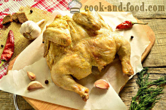 Hel kylling bakt i folie i ovnen - hvordan du koker en kylling i ovnen i folie, med en trinnvis oppskrift bilder