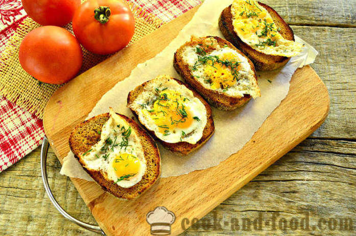 French toast med egg og grønnsaker på en stekepanne - hvordan å lage en toast med et egg til frokost, en trinnvis oppskrift bilder