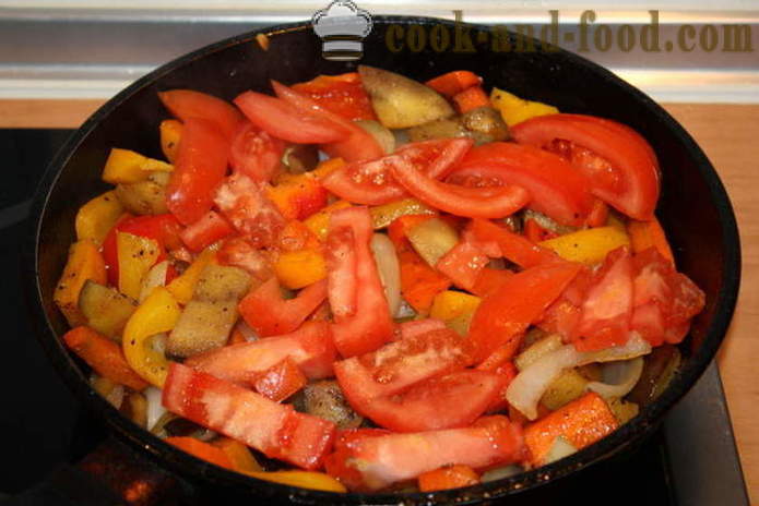 Brennende varm grønnsakssalat med aubergine - hvordan å lage en varm grønnsaksalat, poshagovіy oppskrift med bilde