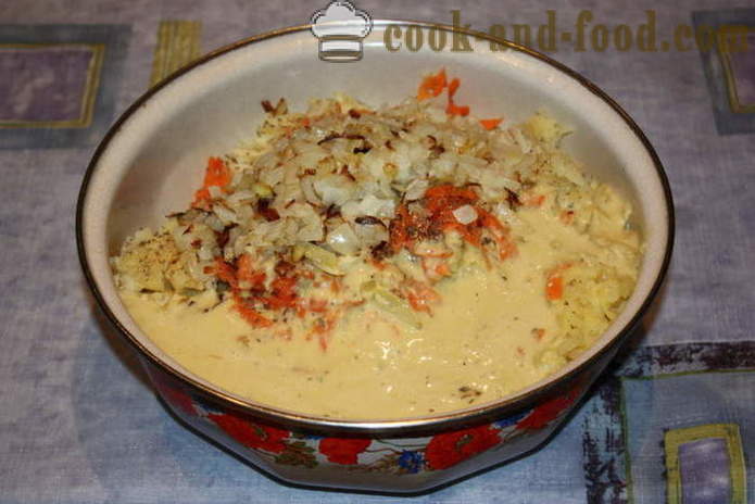 Potet karbonader med løk og gulrøtter - hvordan å lage en potet karbonader kokte poteter, med en trinnvis oppskrift bilder
