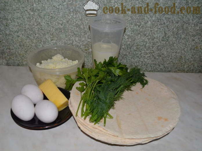 Pie av pitabrød med ost i ovnen - hvordan å lage en pai pita med ost og urter, med en trinnvis oppskrift bilder