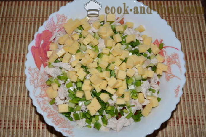 En deilig salat med avokado og kyllingbryst - hvordan å forberede en salat med avokado og kylling, med en trinnvis oppskrift bilder
