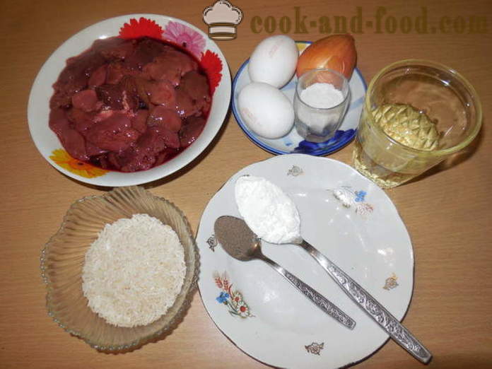 Leveren koteletter kyllinglever med ris og stivelse - hvordan å lage en deilig lever karbonader, en trinnvis oppskrift bilder