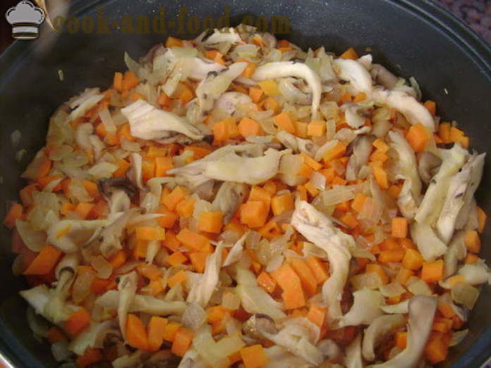 Meatless pilaf med sopp i en stekepanne - hvordan å lage mat meatless risotto med sopp, en trinnvis oppskrift bilder