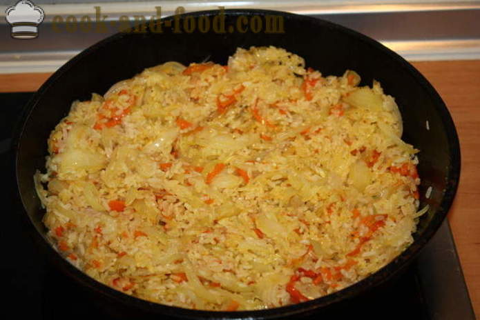 Deilig siderett med ris med gulrøtter, løk og hvitløk - hvordan å lage en deilig siderett med ris, en trinnvis oppskrift bilder