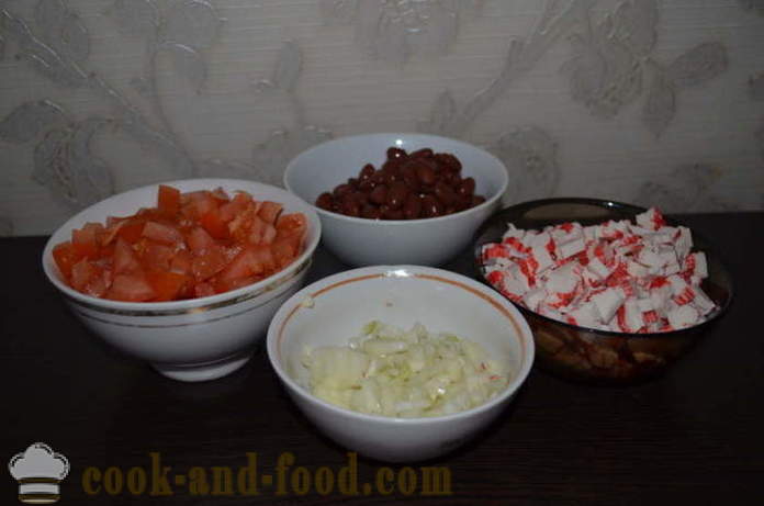 Enkel salat av røde bønner med tomater - hvordan å forberede en salat med røde bønner, en trinnvis oppskrift bilder