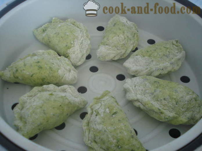 Frodige dumplings dampet, yoghurt og poteter - hvordan å lage dumplings med poteter dampet, med en trinnvis oppskrift bilder