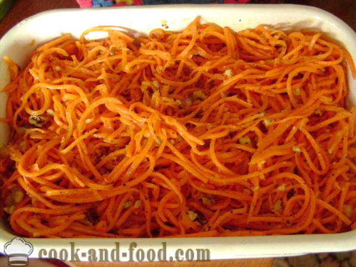 Koreanske salat med gulrøtter og nøtter - hvordan å lage en deilig salat med gulrøtter og nøtter, med en trinnvis oppskrift bilder