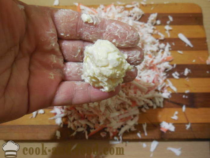Raffaello salat av crabsticks - hvordan du koker krabbe Raffaello, en trinnvis oppskrift bilder