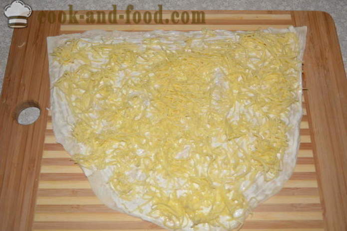 En enkel rull med pitabrød med brisling, ost og egg - hvordan å lage et brød av pitabrød med brisling, en trinnvis oppskrift bilder