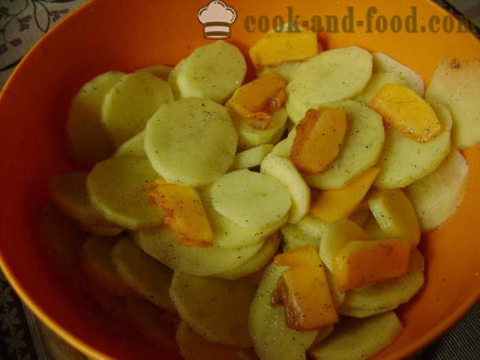 Bakte poteter med gresskar og krem ​​- hvordan du koker poteter med gresskar i ovnen, med en trinnvis oppskrift bilder