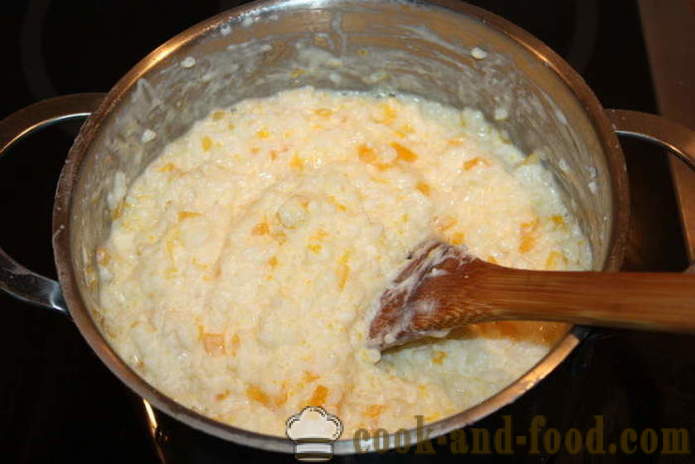 Risengrynsgrøt med gresskar på melk - hvordan å koke ris grøt med gresskar på en tallerken, med en trinnvis oppskrift bilder