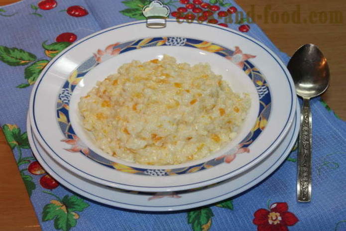 Risengrynsgrøt med gresskar på melk - hvordan å koke ris grøt med gresskar på en tallerken, med en trinnvis oppskrift bilder
