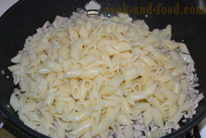 Pasta nautically med kjøttdeig i en stekepanne - hvordan du koker pasta nautically med kjøttdeig, en trinnvis oppskrift bilder