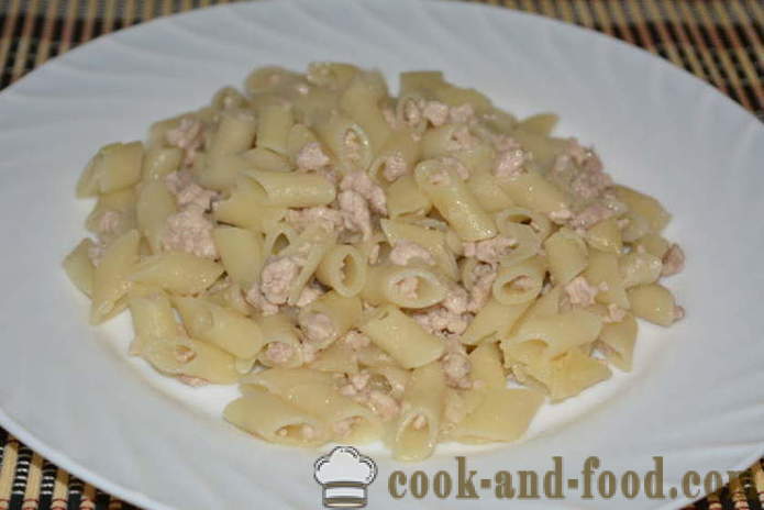 Pasta nautically med kjøttdeig i en stekepanne - hvordan du koker pasta nautically med kjøttdeig, en trinnvis oppskrift bilder