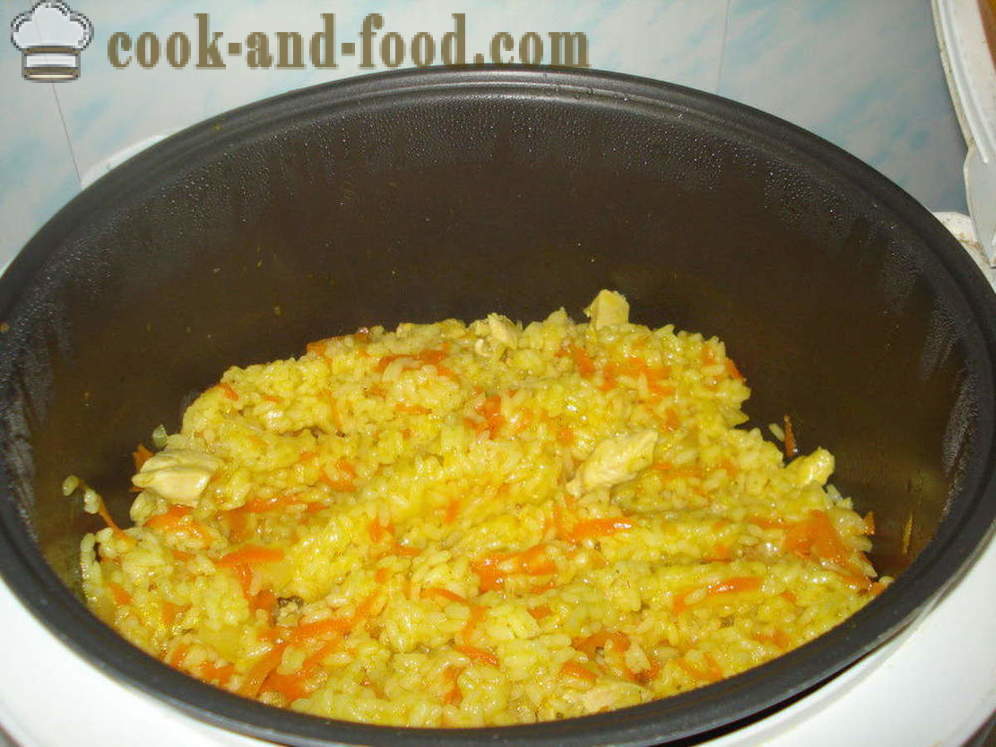 Pilaf med kylling i multivarka - hvordan du koker risotto med kylling i multivarka, trinnvis oppskrift bilder