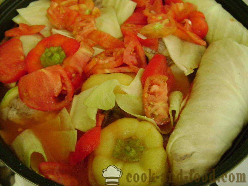Fylte grønnsaker med ris og kjøttdeig - hvordan å forberede fylte grønnsaker, med en trinnvis oppskrift bilder
