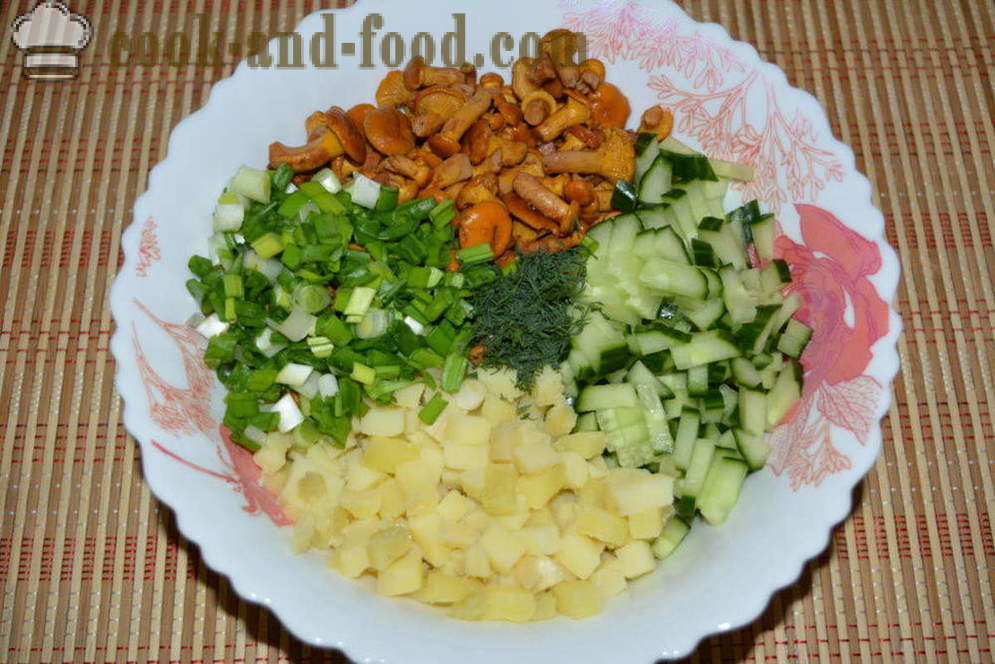 En enkel salat med beisede sopp - hvordan man skal fremstille en salat av beisede sopp, en trinnvis oppskrift bilder