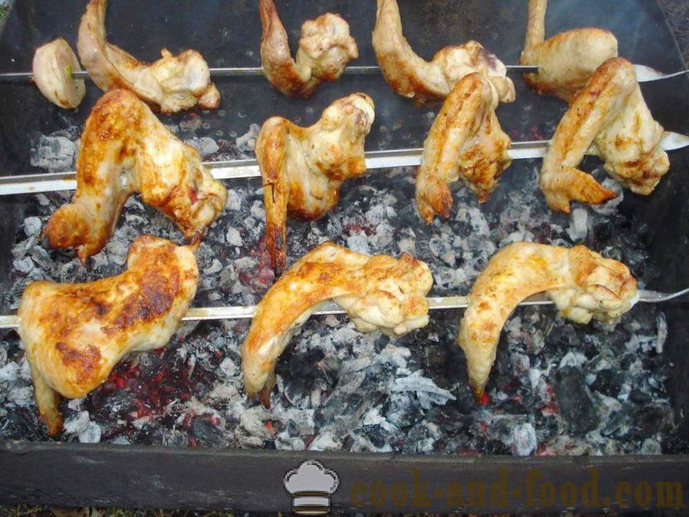 Grillspyd av kyllingvinger - hvordan å lage grillspyd av kyllingvinger, en trinnvis oppskrift bilder