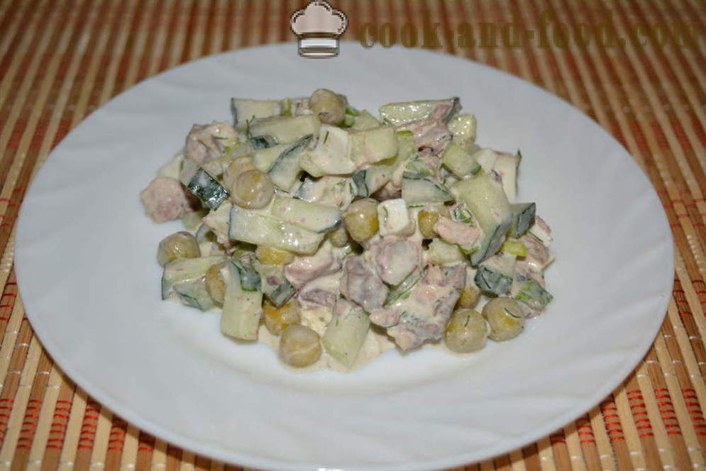 Salat med hermetisert tunfisk og majones - hvordan man skal fremstille en salat med hermetisert tunfisk, trinnvise oppskrift bilder