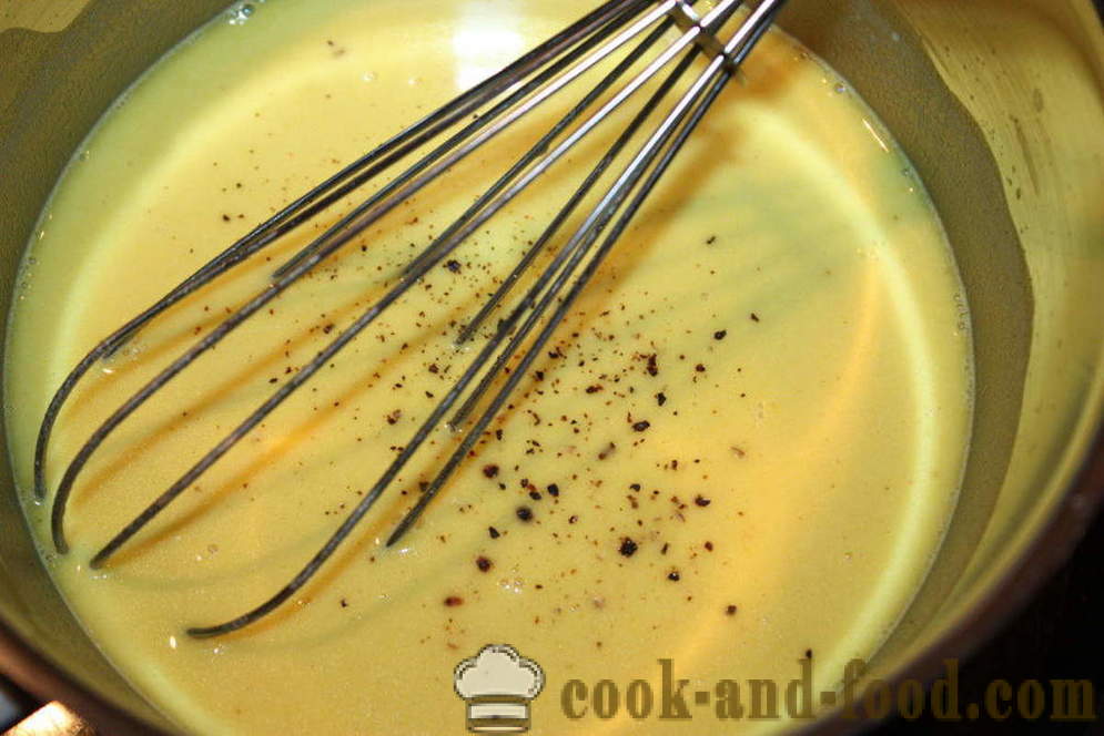 Fylte skjell henhold hvit saus - hvordan å lage utstoppede skjell i ovnen, med en trinnvis oppskrift bilder