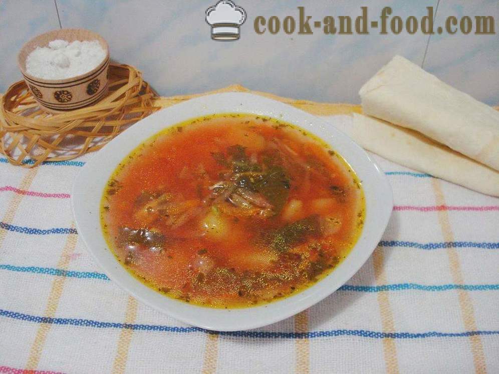 Grønnsakssuppe med Sorrel - hvordan du koker suppe med sorrel, en trinnvis oppskrift bilder