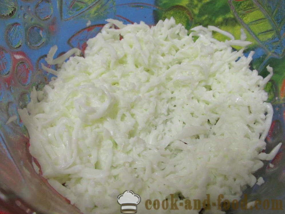 Mimosa salat med hermetisert og behandlet ost - hvordan man skal fremstille en salat med mimosa Hermetisk uten olje, en trinnvis oppskrift bilder