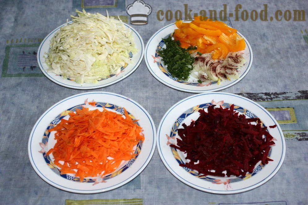 Vitamin kål salat og friske grønnsaker - hvordan å lage vitamin salat med kål, en trinnvis oppskrift bilder
