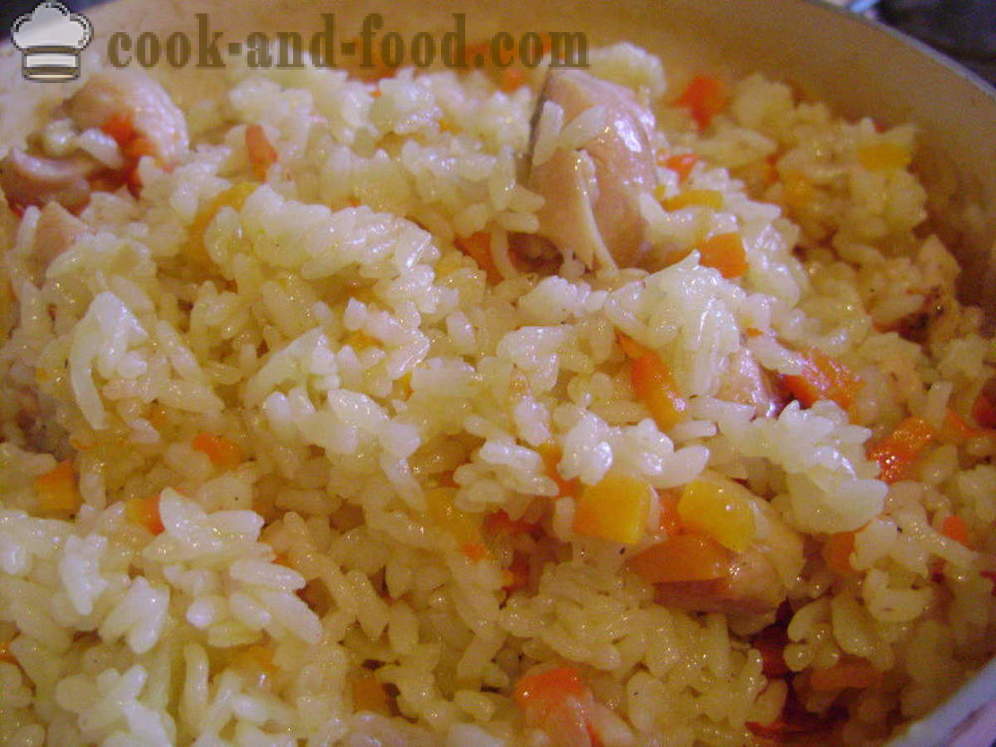 Pilaf med kylling i en gryte - hvordan du koker risotto med kylling, en trinnvis oppskrift bilder