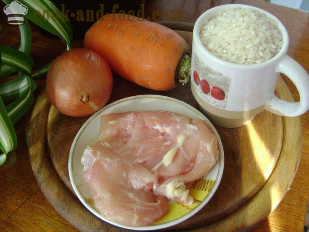 Pilaf med kylling i en gryte - hvordan du koker risotto med kylling, en trinnvis oppskrift bilder