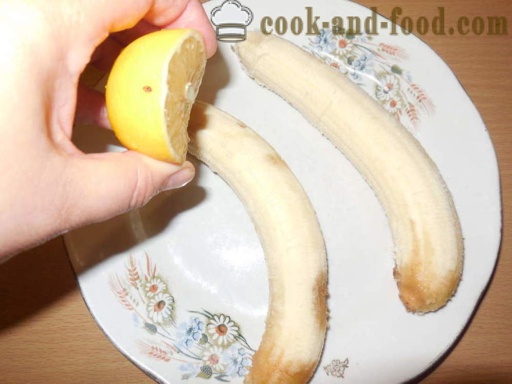 Bananer bakt i ovnen med nøtter og sukker - som bakt bananer i ovnen til dessert, en trinnvis oppskrift bilder