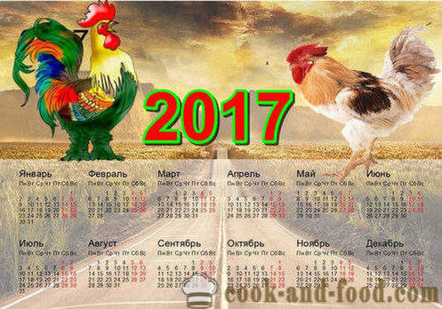 Kalender for 2017 år av Rooster: laste ned gratis julekalender med kuker