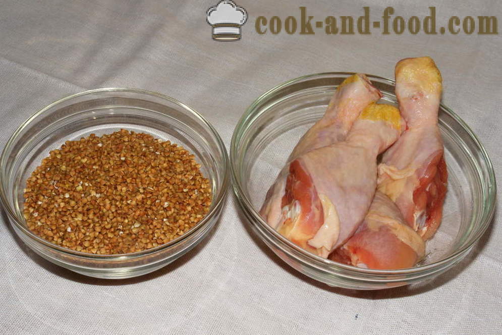 Bokhvete bakt kylling i ovnen - hvordan å lage kylling med bokhvete i ovnen, med en trinnvis oppskrift bilder