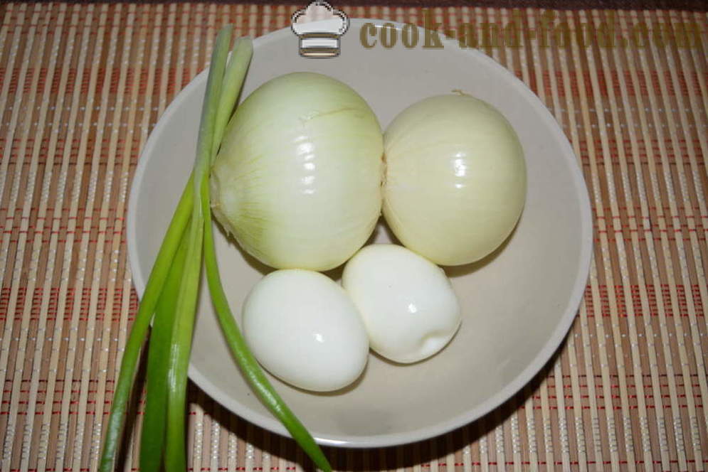 Løk salat av løk med egg og majones - hvordan du koker løk salat, en trinnvis oppskrift bilder