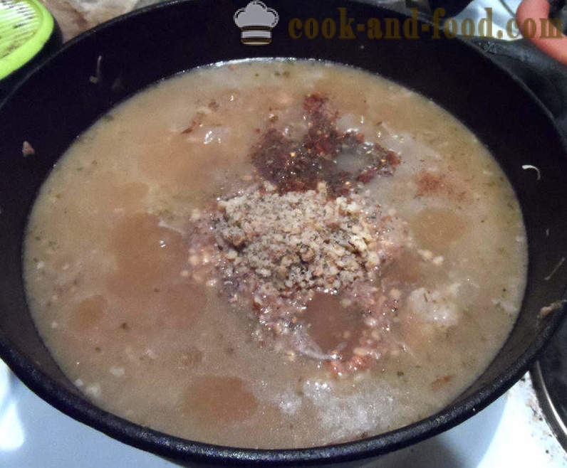 Kharcho suppe med ris - hvordan du koker suppe grub hjemme, trinnvis oppskrift bilder