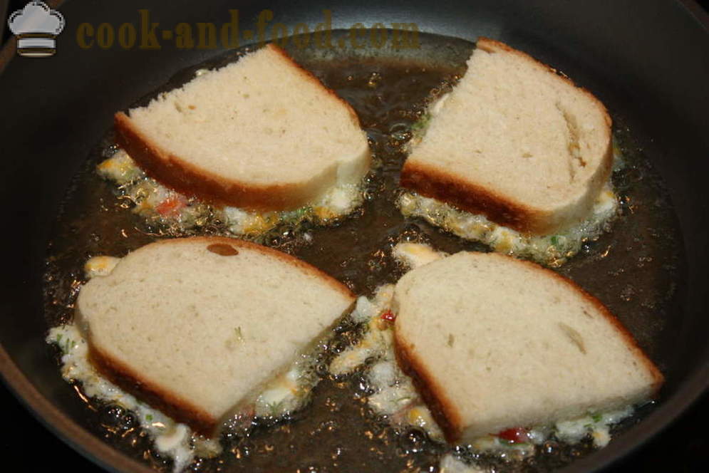Hot smørbrød med ost og egg - hvordan å lage varme smørbrød i pannen, en trinnvis oppskrift bilder