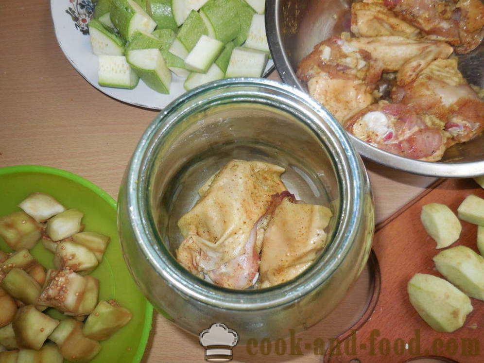 Stekt kylling i potten i ovnen i sin egen juice - hvordan å bake kylling i potten med grønnsaker, en trinnvis oppskrift bilder