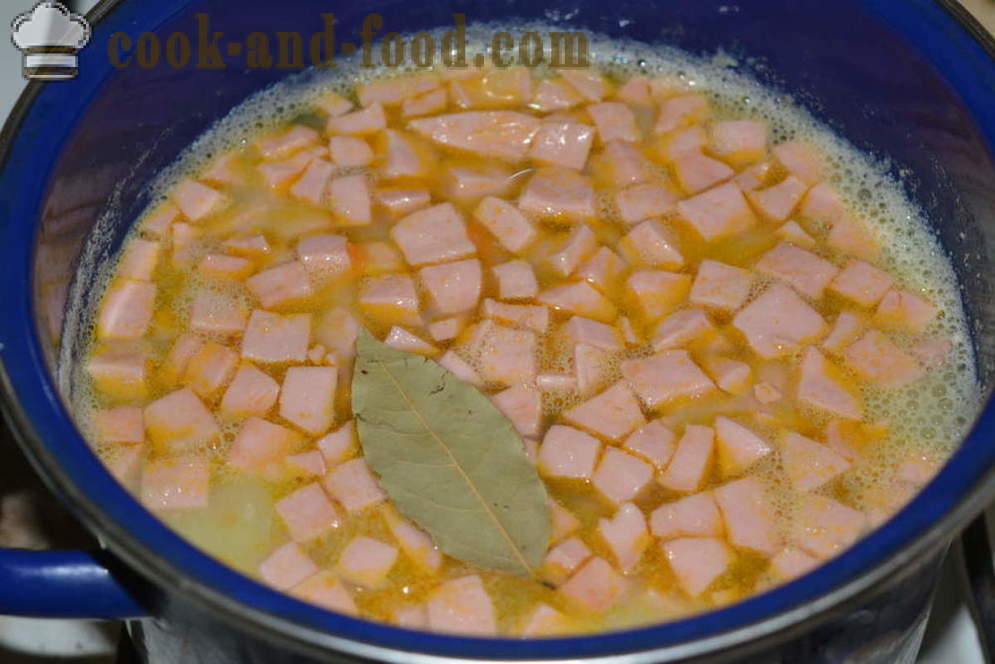 Potet suppe med krutonger og salami - Hvordan lage suppe fra en potet, en trinnvis oppskrift bilder