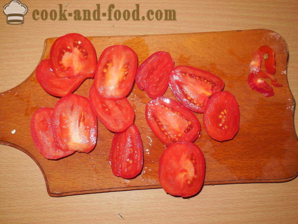 Aubergine bakt med kjøtt og tomat - som bakt aubergine med kjøtt i ovnen, med en trinnvis oppskrift bilder