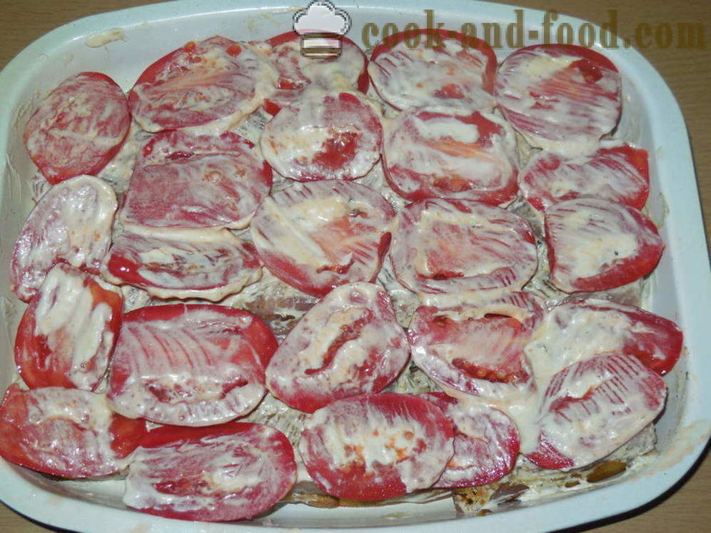 Aubergine bakt med kjøtt og tomat - som bakt aubergine med kjøtt i ovnen, med en trinnvis oppskrift bilder