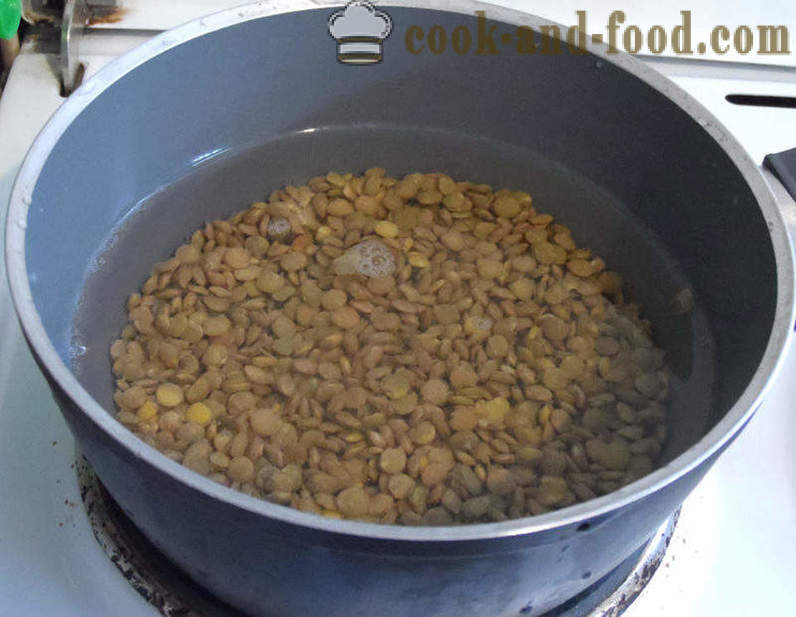 Gresskar og linsesuppe - hvordan du koker suppe av brune linser, trinnvis oppskrift bilder