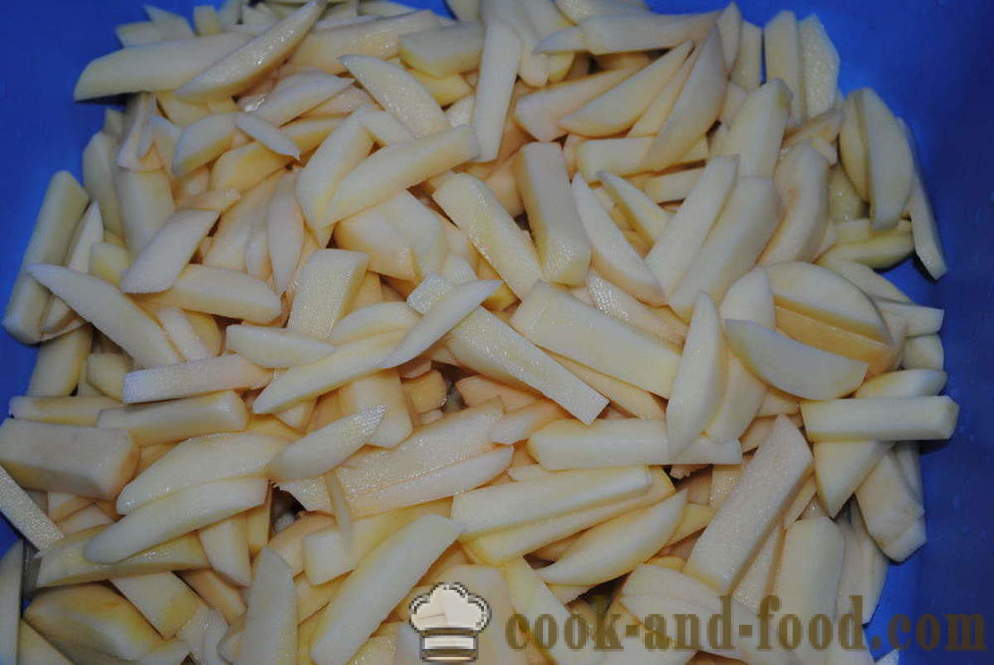 Bakt potet med ost og sopp - både velsmakende bakte poteter i ovnen, med en trinnvis oppskrift bilder