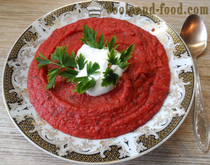 Rødbeter suppe, Borsch - hvordan du koker suppe puré av ulike grønnsaker, en trinnvis oppskrift bilder